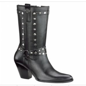 Harley Davidson Black Strut Studded Leather Boots